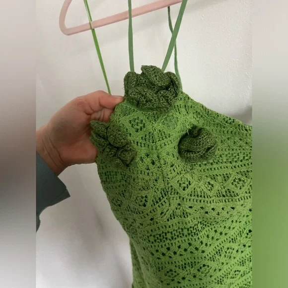 green emerald velvet dress Green Monstera Corset Eyelet Maxi Dress – FARM Rio main image 1